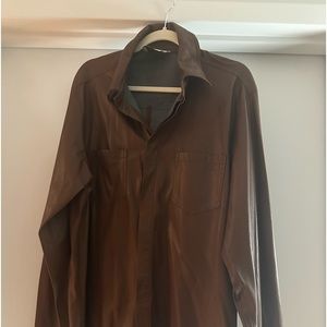 Nanuska Vegan Leather Brown Men’s Shirt Size Large